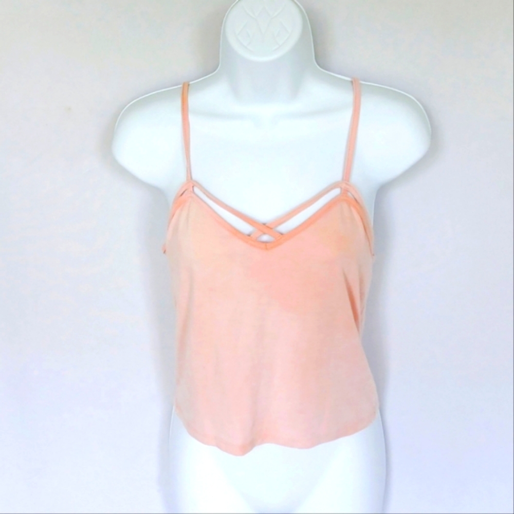Forever 21 Strappy Peach Tie Dye Crop Tank Top. Large